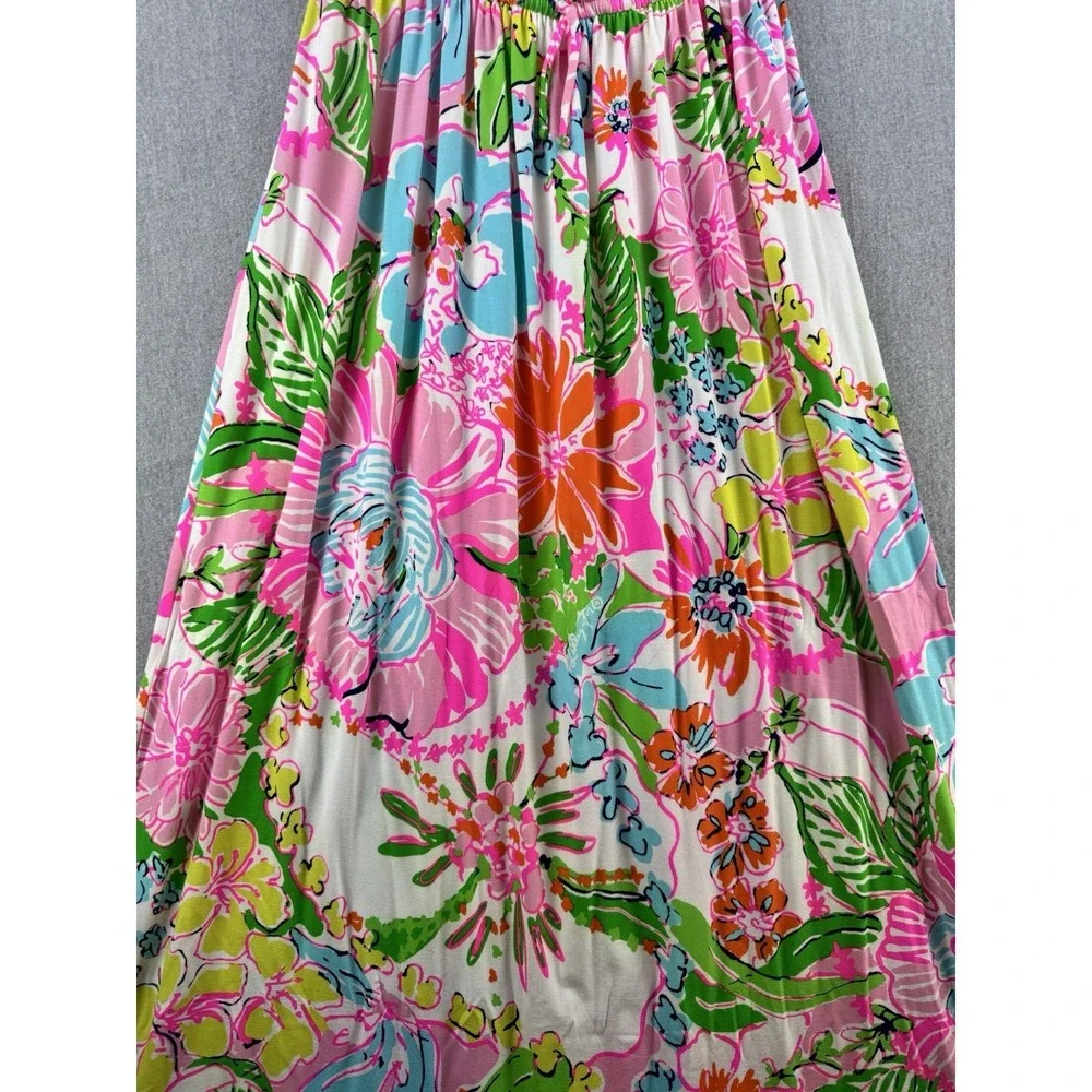 Lilly Pulitzer Target Strapless Maxi Dress Large Pink Floral Tropical Boho - Picture 9 of 16